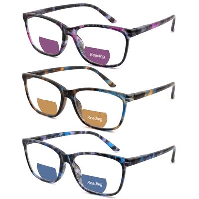 Ryegis Bifocal Reading Glasses Women Clear Top Eyeglasses,Pattern Print Stylish Ladies Readers Spring Hinge 1.5