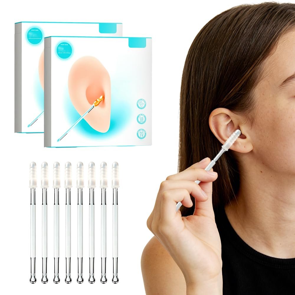 24 PCS Earwax Removal Adhesive Swabs, 2026 New Reusable Ear Wax Removal Tools with Dust Cover Packaging, Double-Head Adhesive Ear Cleaning Sticks for All Ages (Small)