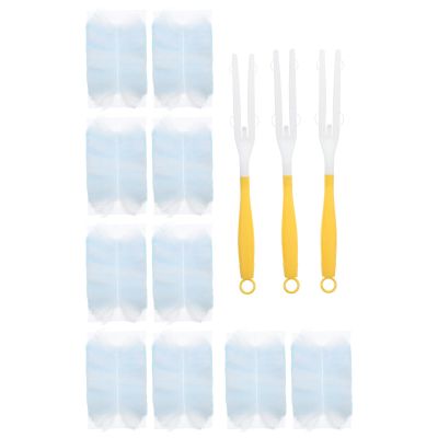Adorainbow Disposable Electrostatic Dusting Duster Kit 13pcs with Handle 3 Yellow Handles and 10 Green-White Replacement Refills for Home Office Furniture Cleaning Blinds Keyboard