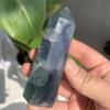 152g Natural Blue Fluorite Crystal Point Polished Hexagonal Obelisk Wand for Meditation, Chakra Healing, Home Decor, and Crystal Collection view 4