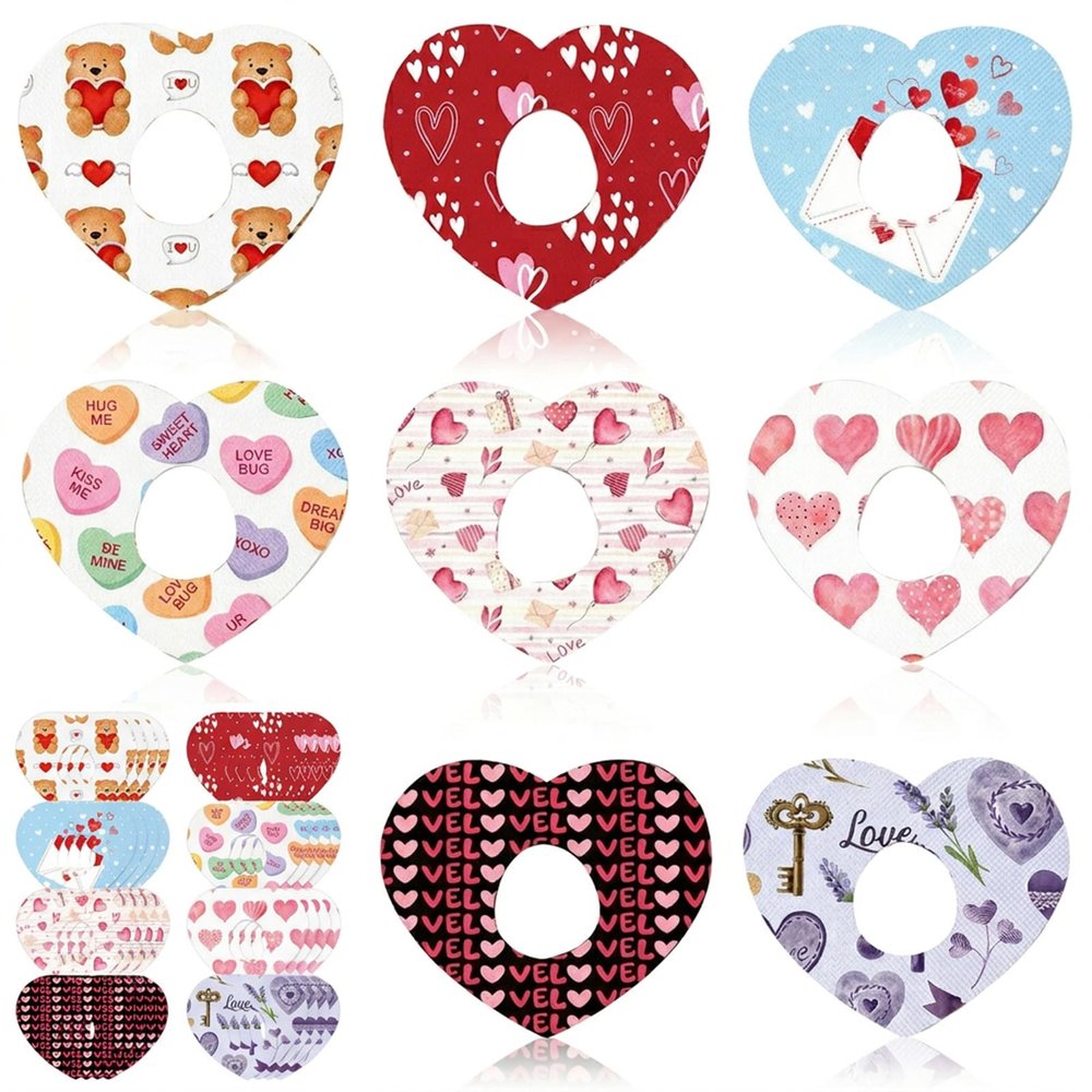 32 Pack Adhesive Patches Compatible with Dexcom G7, CGM Sensor Patches Butterfly Flower Heart Glucose Sensor Covers Over Patches Stickers Waterproof and Sweat-Proof