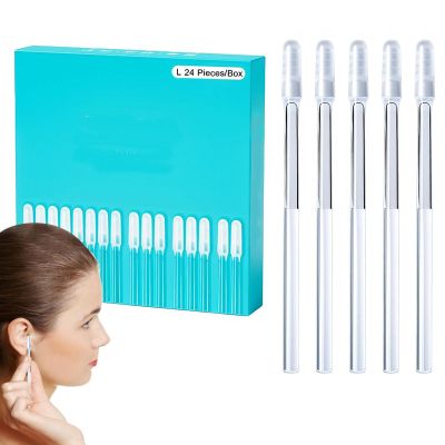24Pcs Sticky Ear Cleaning Stick, Soft Head Sticky Ear Cleaning Buds, Reusable Earwax Removal Adhesive Swabs, Ears Wax St Icky Swabs, Gentle Does Not Harm Ears Care for Adults Children Elderly