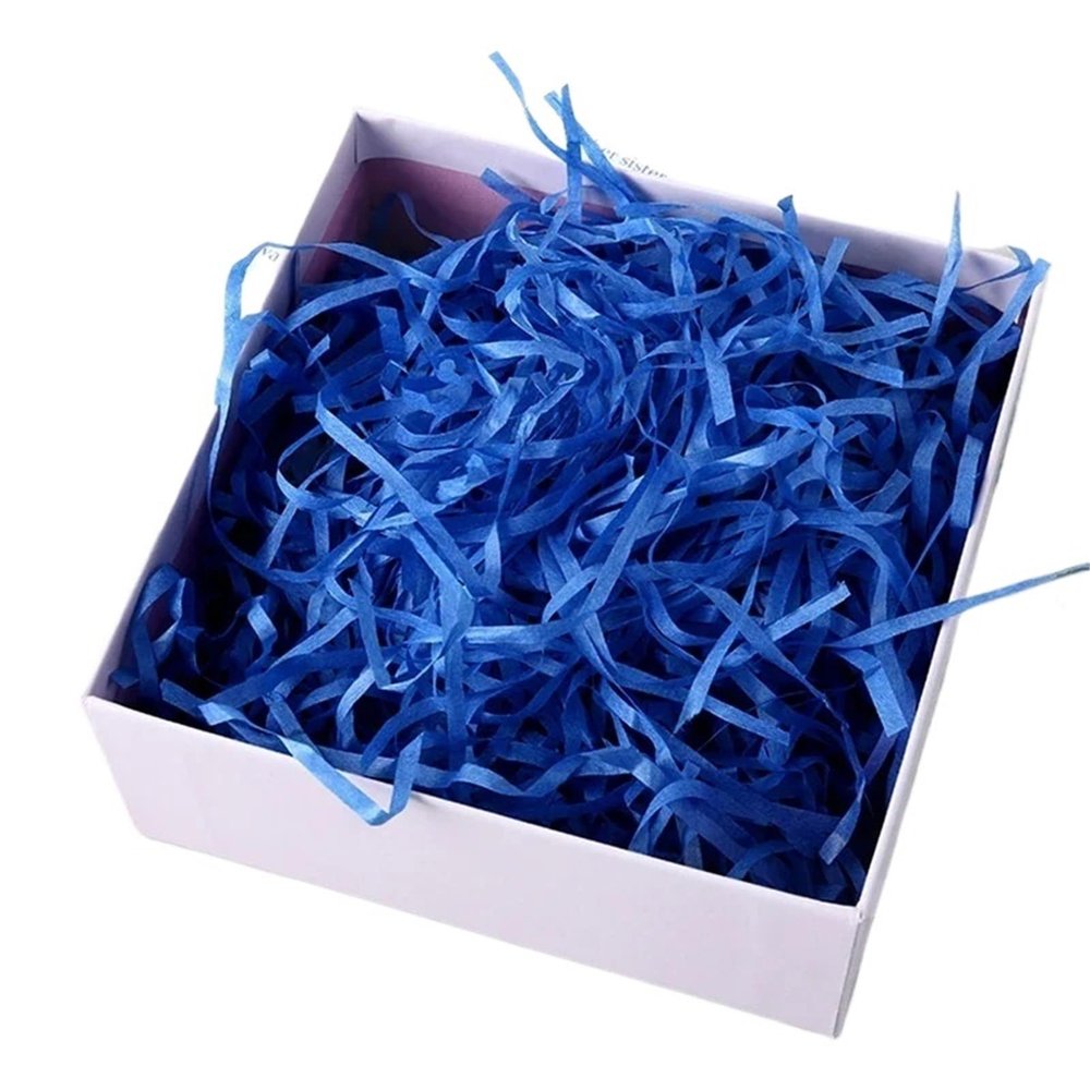 Anenog Gift Basket Filler 300g Multi Color Shredded Raffia Paper Filler Craft Confetti Cut Tissue Paper Gift Box Packaging Filling Material(Royal blue)