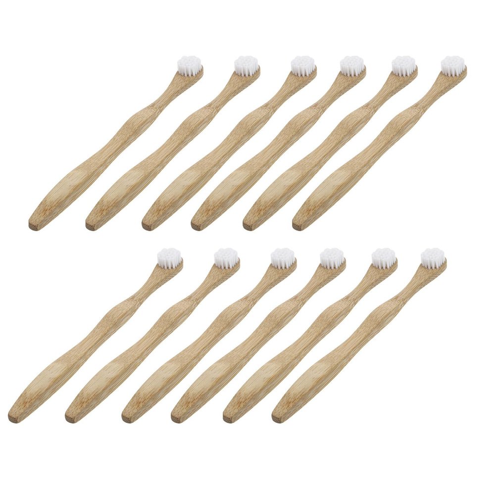 Ciieeo 12pcs Biodegradable Tongue Scraper with White Bristles Tongue Cleaning Brush for Oral Care and Bad Breath Control Unisex Adult Cleaner