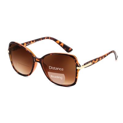 FEISEDY Women Bifocal Sunglasses Reader, Butterfly Sun Reader, Fashion Outdoor Blue Light Reading Glasses, UV400 Protection B0351 Leopard,2.0x