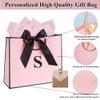 Topaliving Personalized Gift Bag with Card and Tissue Paper, 26 Letters Birthday Gift Bag 13''Custom Valentines Weddings Present with Initials/Numbers for Women Men Kids (Blue,U) view 4