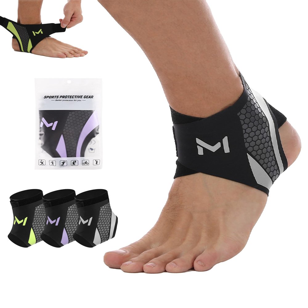 Ankle Brace for Men Women, Adjustable Stabilizer for Sprained Ankle Support, Breathable Low-Profile Lace Up Brace with Straps to Prevent Rolling, for Basketball Running & Sports (Gray)