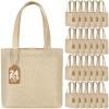Aliceset 24 Pcs Mini Burlap Tote Bags,8 x 8 x 3.2 Inch,Beige view 1