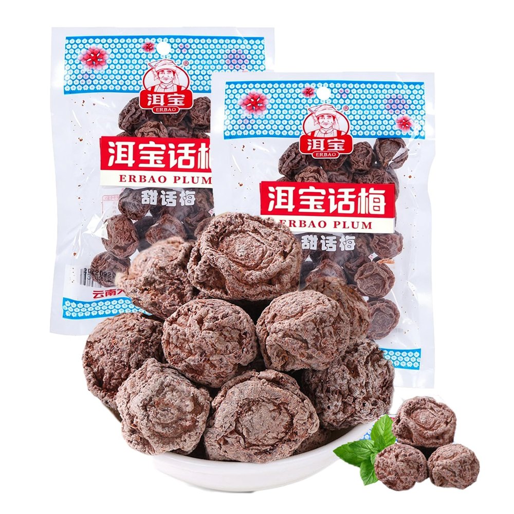 2Pack Dried Plums Snack,Traditional Salty Sour Sweet Preserved Plums, Made From Fresh Plums,Preserved Fruit Dried Plum Meat Healthy Snacks,Authentic Chinese Snacks80g*2/3oz (Style-1)