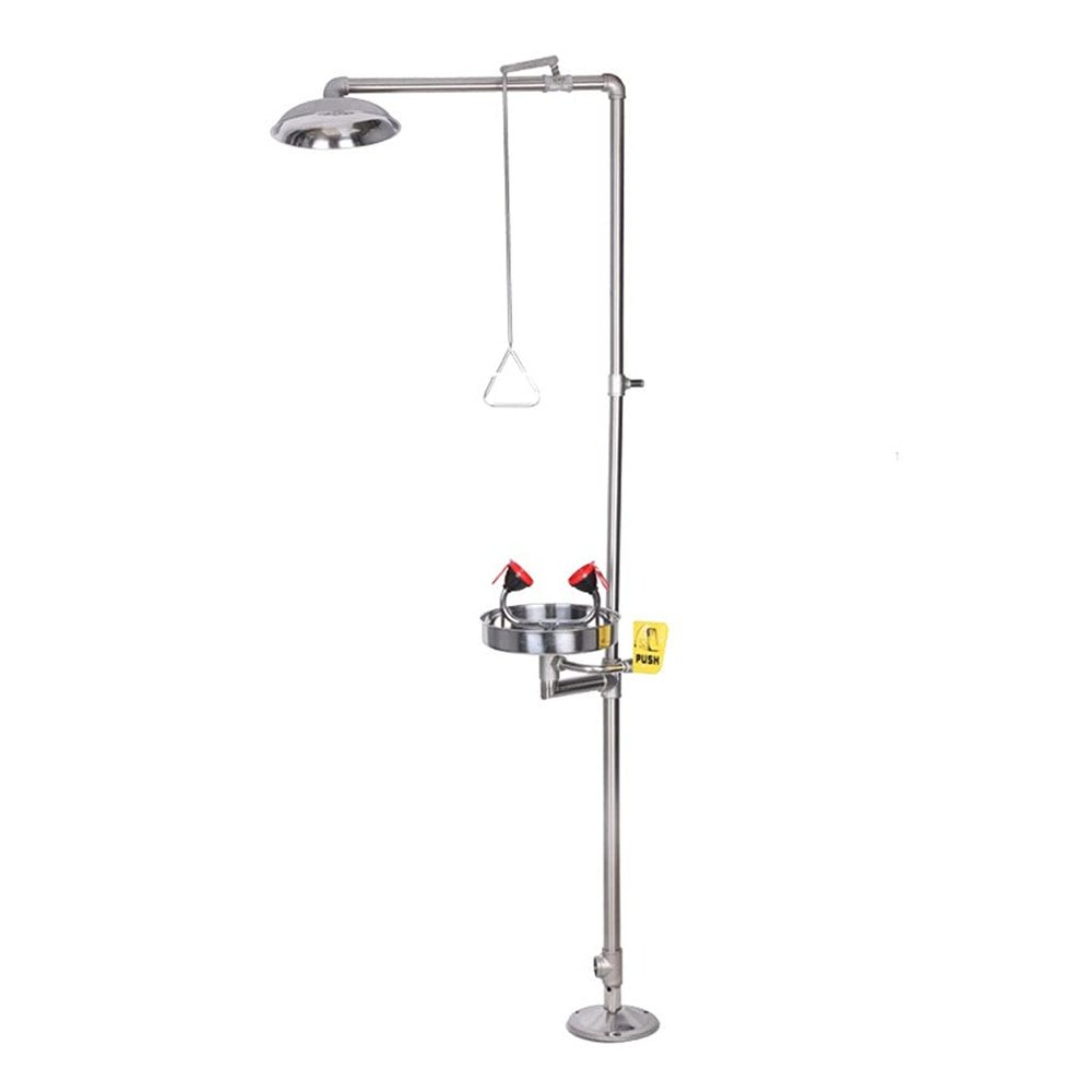 YHdtUO 304 Composite Eyewash, Emergency Laboratory Eyewash, with Top Shower Switch Handle and Double Filter Nozzle Easy to Use