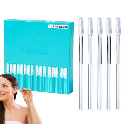 Adhesive Ear Cleaner Earwax Removal Tools, 24Pcs Reusable Sticky Ears Swabs, Adhesive Ears Cleaner Tool,Washable Design, Earwax Remover Soft Silicone,Ear Cleaning Tool for Child and Adult and Pet