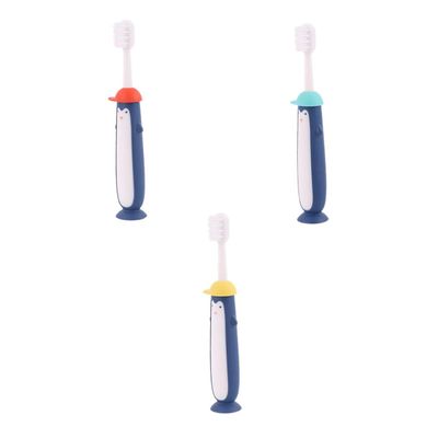 BCOATH s Toothbrush 3pcs Set Soft Bristles Manual Cartoon Toothbrush for Ages 3-12 Gentle Oral Care Training Tool with Blue, Yellow, and Red Handles Random Color