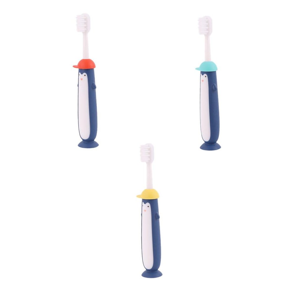 BCOATH s Toothbrush 3pcs Set Soft Bristles Manual Cartoon Toothbrush for Ages 3-12 Gentle Oral Care Training Tool with Blue, Yellow, and Red Handles Random Color