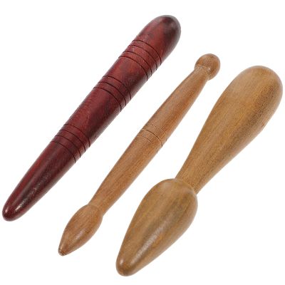 WESIEVYA 3pcs Red Sandalwood Acupressure Massage Sticks Set, Multifunctional Manual Body and Foot Massage Tools for Care and Reflexology Therapy
