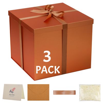 STOBOCTER Large Gift Box 12x12x10 Inches, Rose Gold Gift Boxes for Presents, Large Birthday Box for Packaging, Perfect for Valentine's Day, Mother's Day, Christmas, Anniversaries or Family Parties.