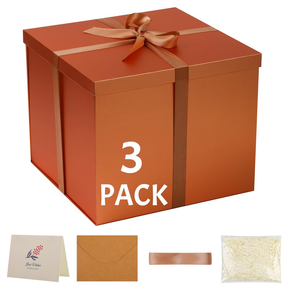 STOBOCTER Large Gift Box 12x12x10 Inches, Rose Gold Gift Boxes for Presents, Large Birthday Box for Packaging, Perfect for Valentine's Day, Mother's Day, Christmas, Anniversaries or Family Parties.