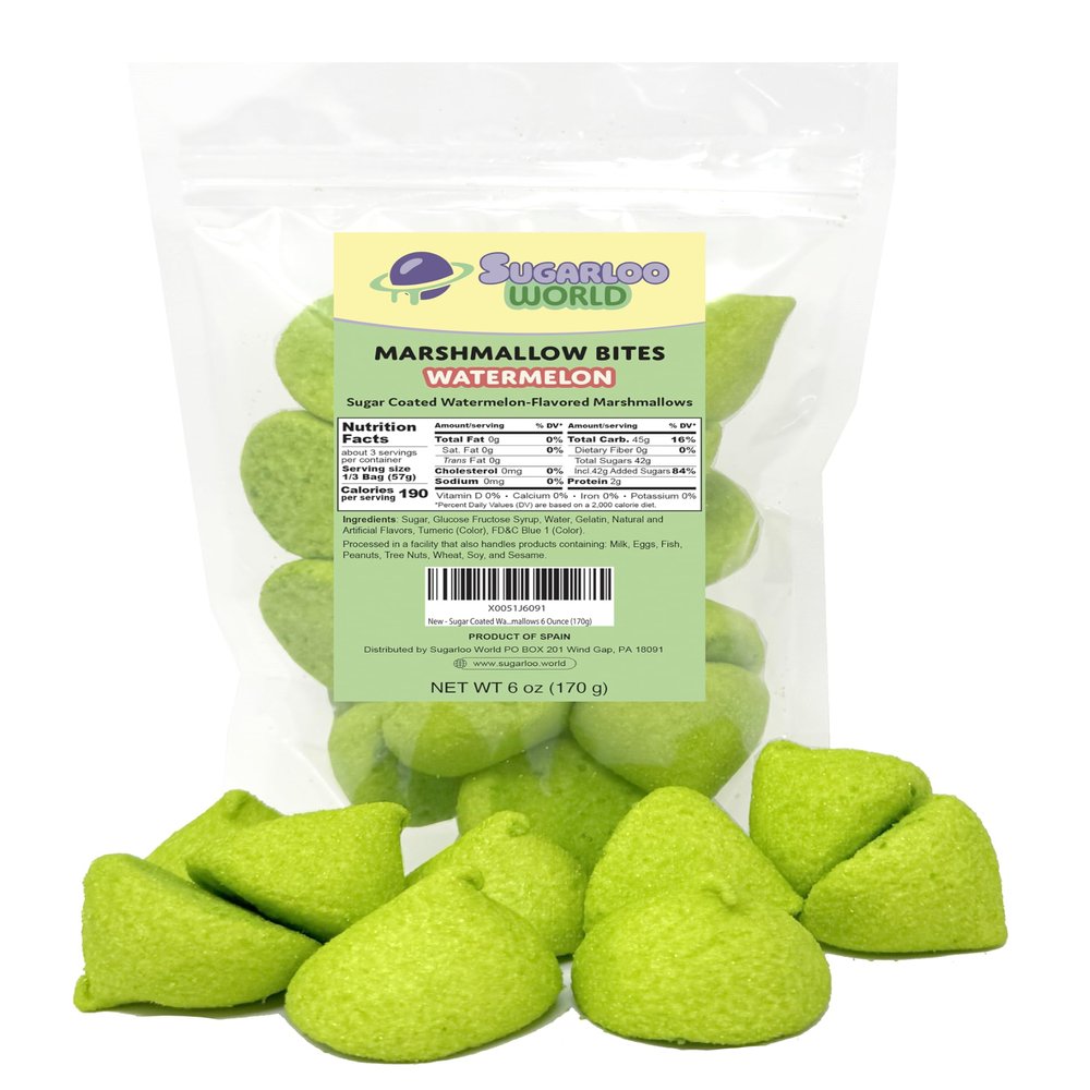 Sugar Coated Marshmallow Candy Watermelon Marshmallows, Sugar Covered Chewy Candy 6 Ounce (170g)