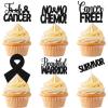18Pcs Cancer Survivor Cupcake Toppers, No More Chemo Cake Picks, Cancer Free & Beautiful Warrior Decor for Cancer Breast Care End of Chemo Birthday Party Decorations Supplies view 1