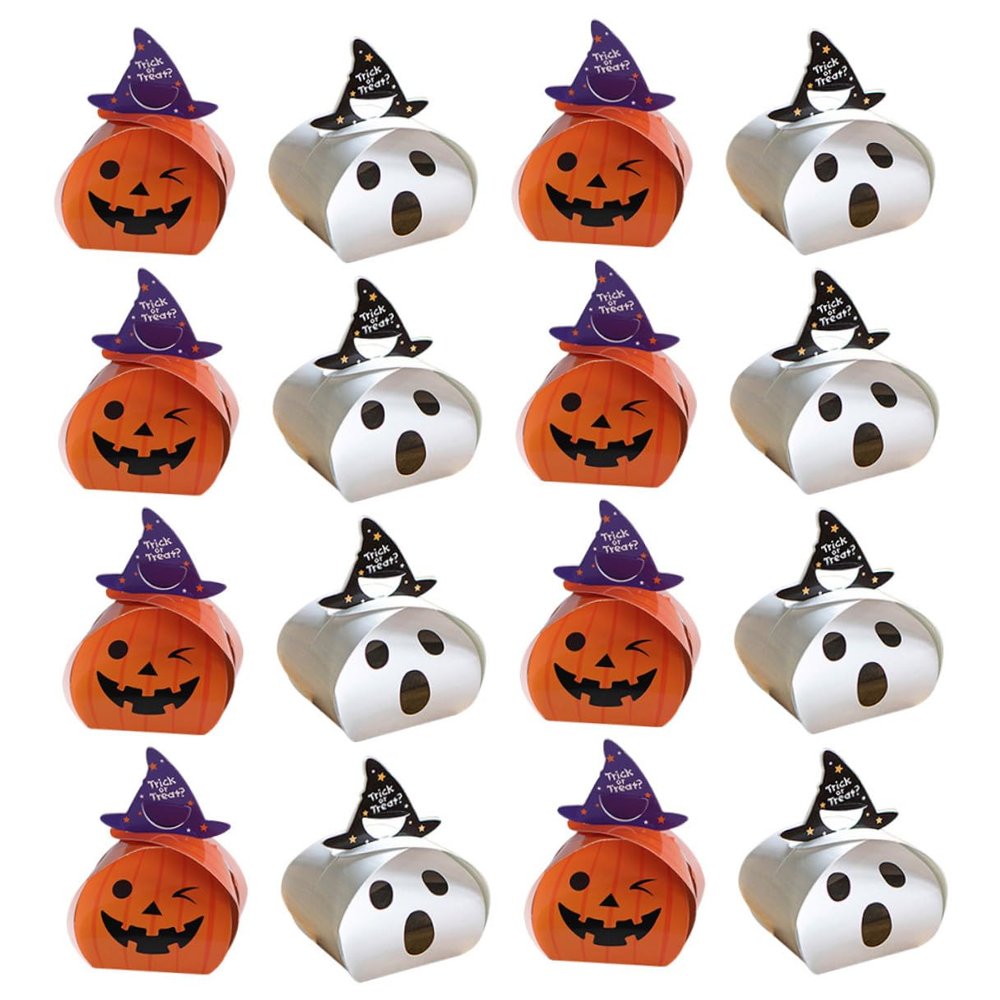 Abaodam 20pcs Halloween Pumpkin Candy Boxes Handheld Treat Bags Party Favor Storage Packaging for Spooky Halloween Candy Wrapping