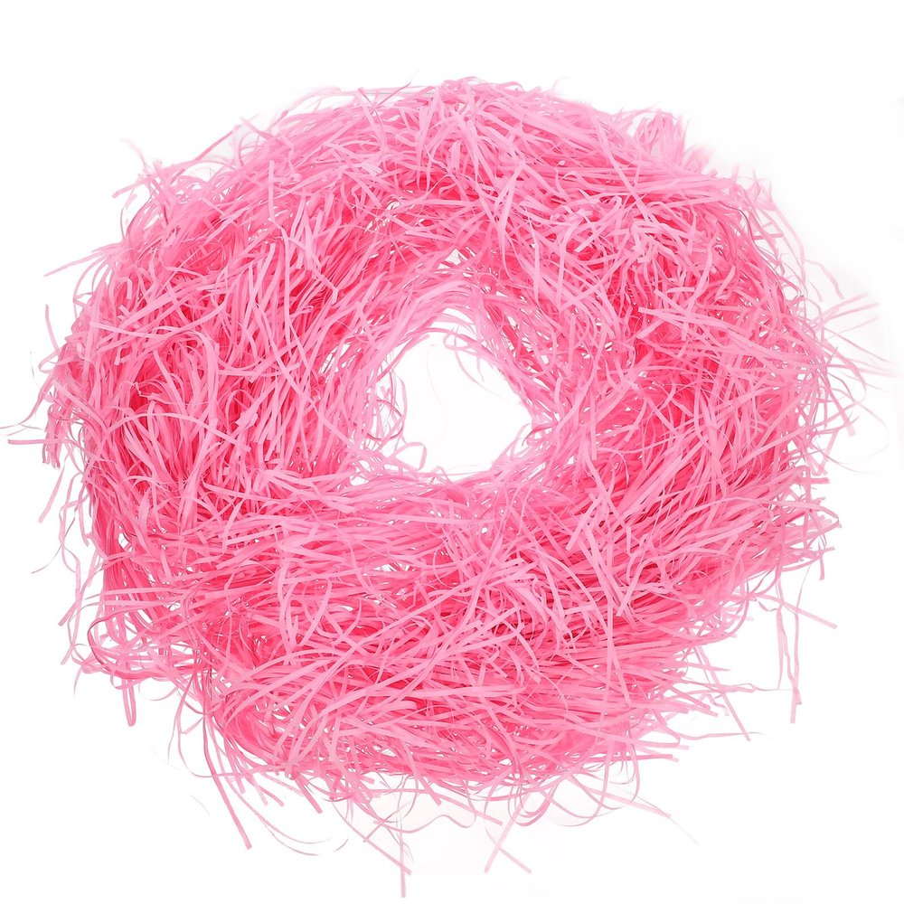 BIUDECO Raffia Paper Shreds Basket Filler 500g Pink Decorative Packing Case Filling Shredded Paper for Boxes Craft Wrapping and Party Supplies