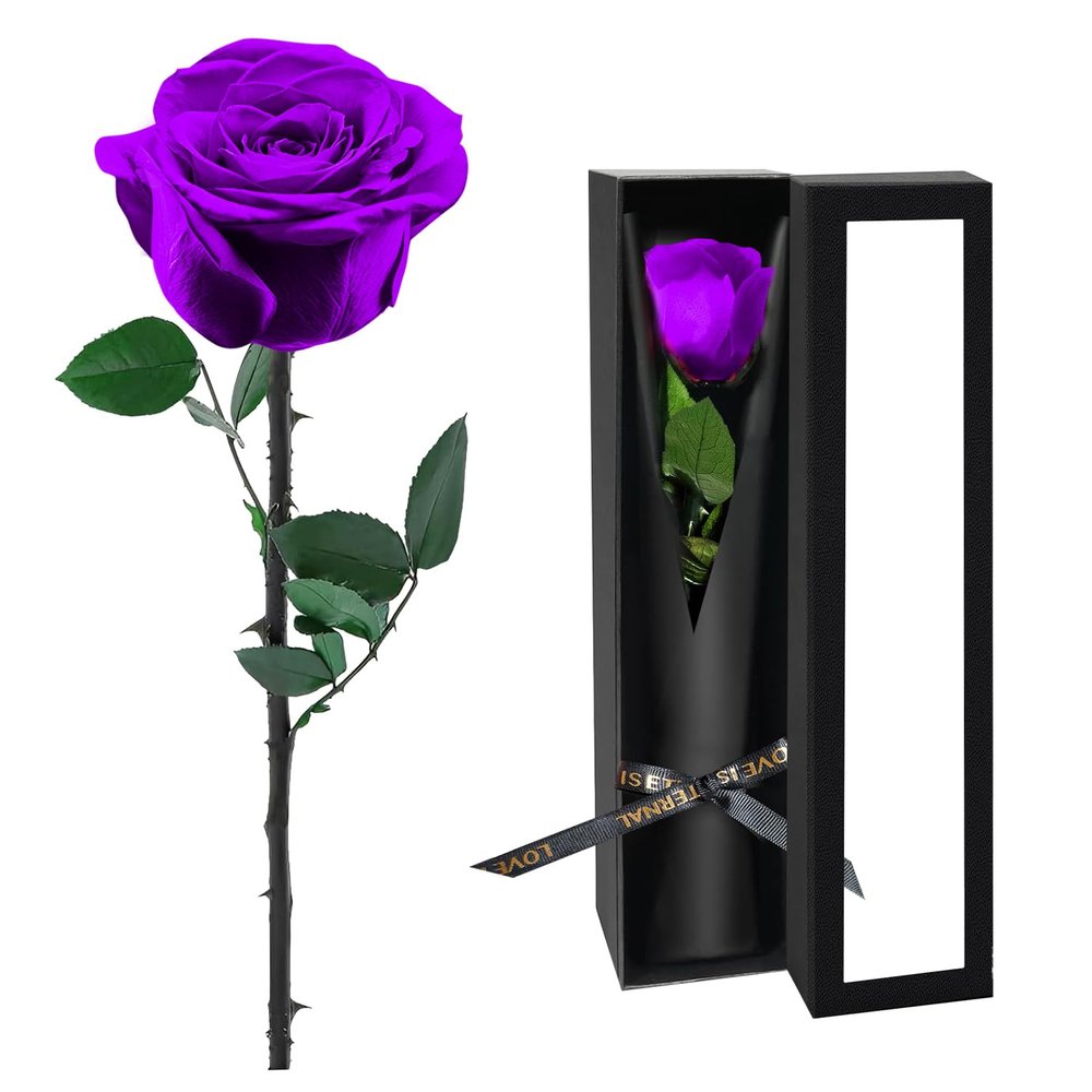 Preserved Flowers for Delivery,Purple Rose Bouquets That Last 5 Years,Birthday Flowers Gifts for Women Mom Grandma Wife Friends,Mothers Day Gift,Romantic Floral for Anniversary or Valentines Day