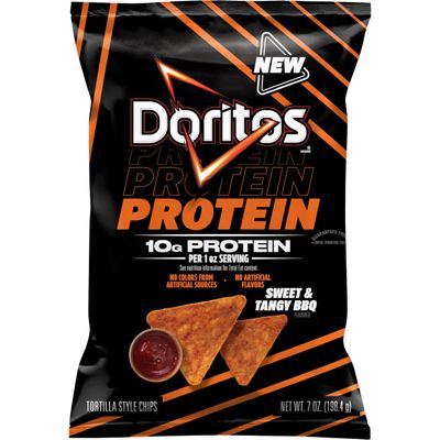 Doritos Protein Tortilla Chips, Sweet & Tangy BBQ Flavored, 7 Oz