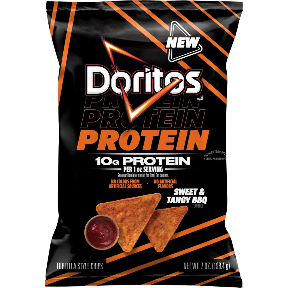 Doritos Protein Tortilla Chips, Sweet & Tangy BBQ Flavored, 7 Oz