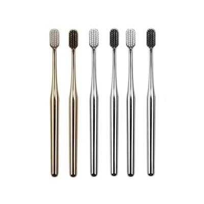 HYUEEWX 1/2/4/6pcs Gold Toothbrush Luxury Soft Teeth Brush Men Women Adult Toothbrushes Electroplated Dental Brushes(Green)