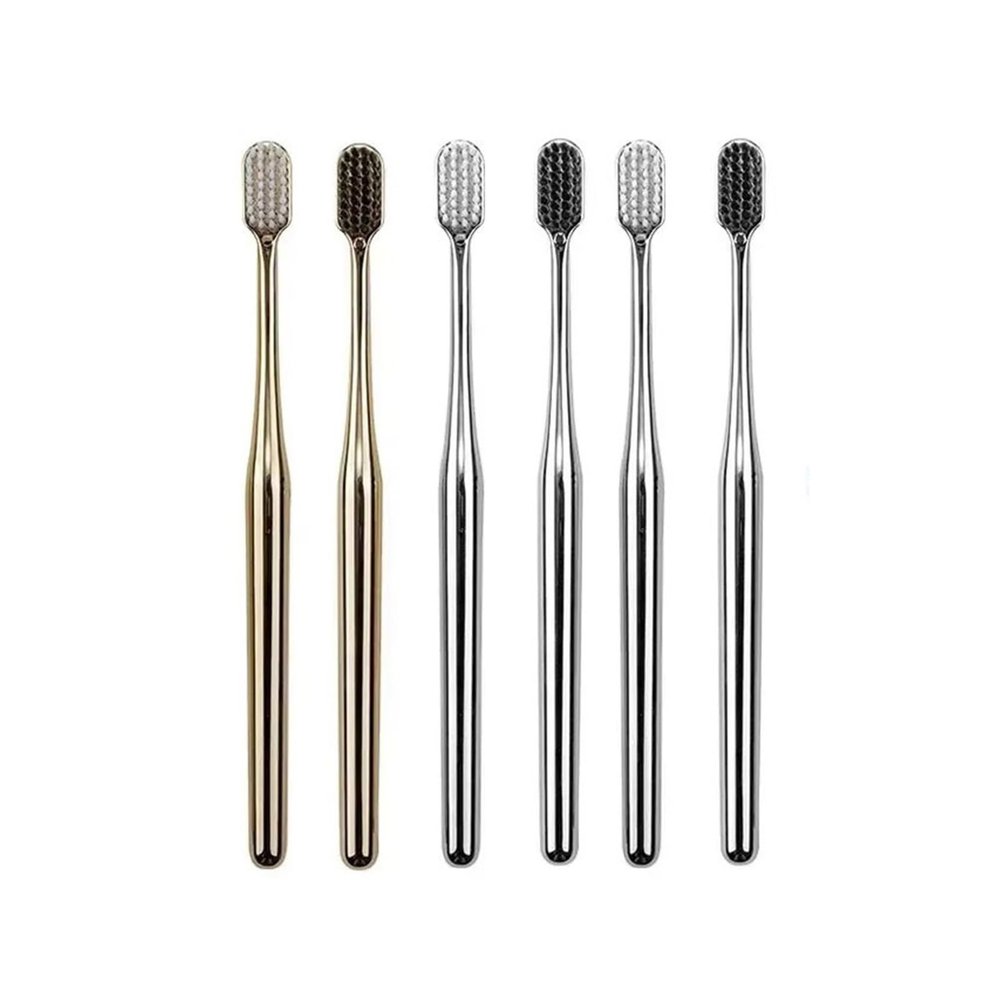 HYUEEWX 1/2/4/6pcs Gold Toothbrush Luxury Soft Teeth Brush Men Women Adult Toothbrushes Electroplated Dental Brushes(Green)