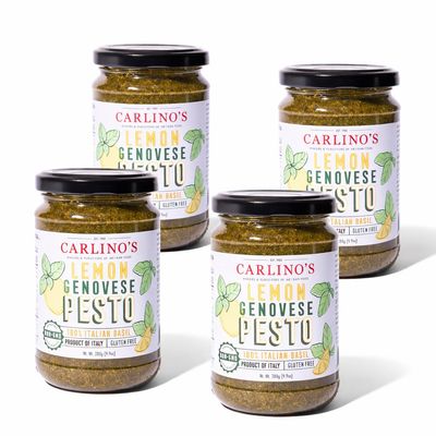 Carlino's Lemon Genovese Pesto | Made with All-Natural Ingredients | Preservative Free | Gluten Free, Low Sodium, Small Batch, 9.9 Fl Oz (Pack of 4)