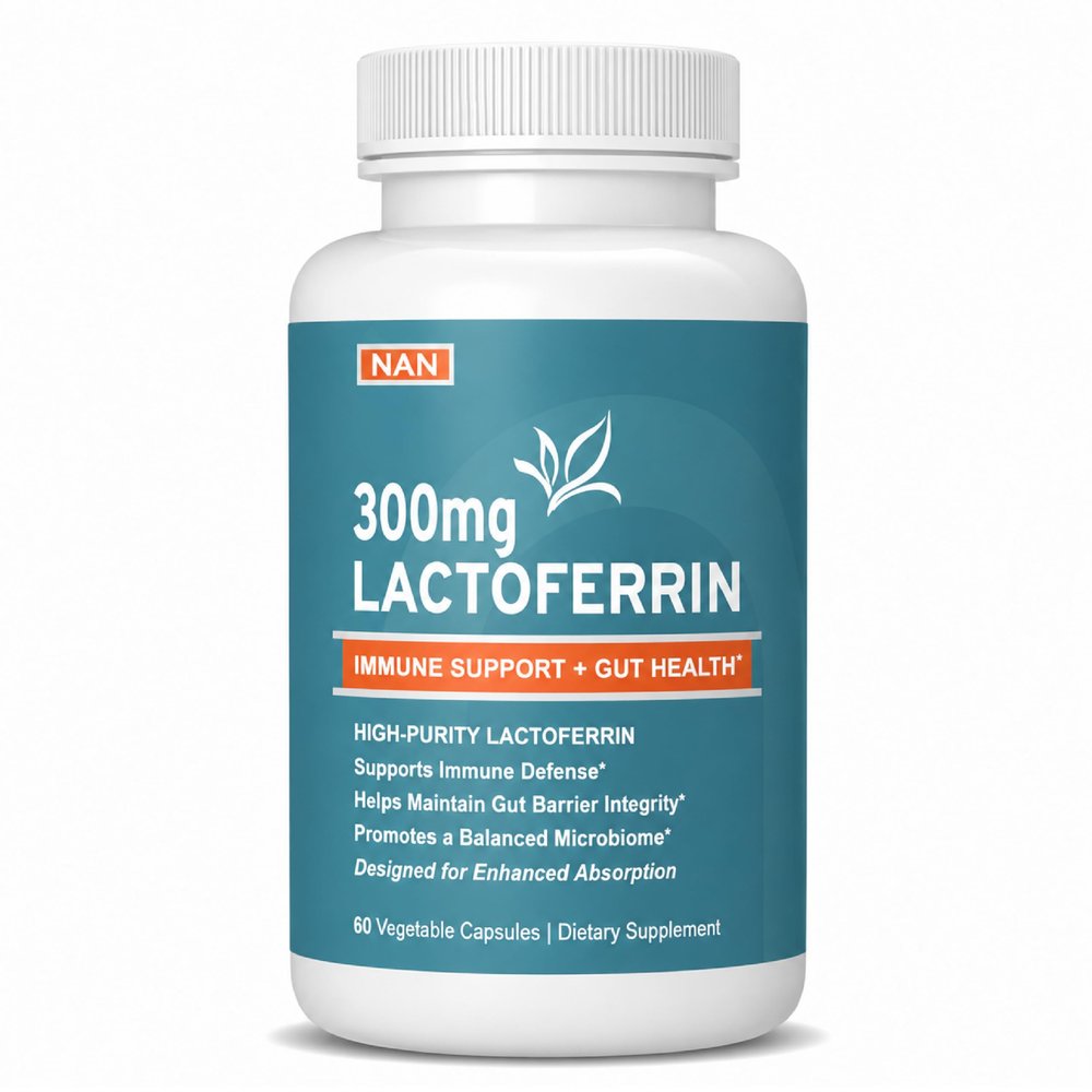 Lactoferrin 300 USA Pure Premium Grade Supports Gut Barrier, Immune Defense, & Digestive Health Third-Party Tested & GMP Certified 60 Capsules