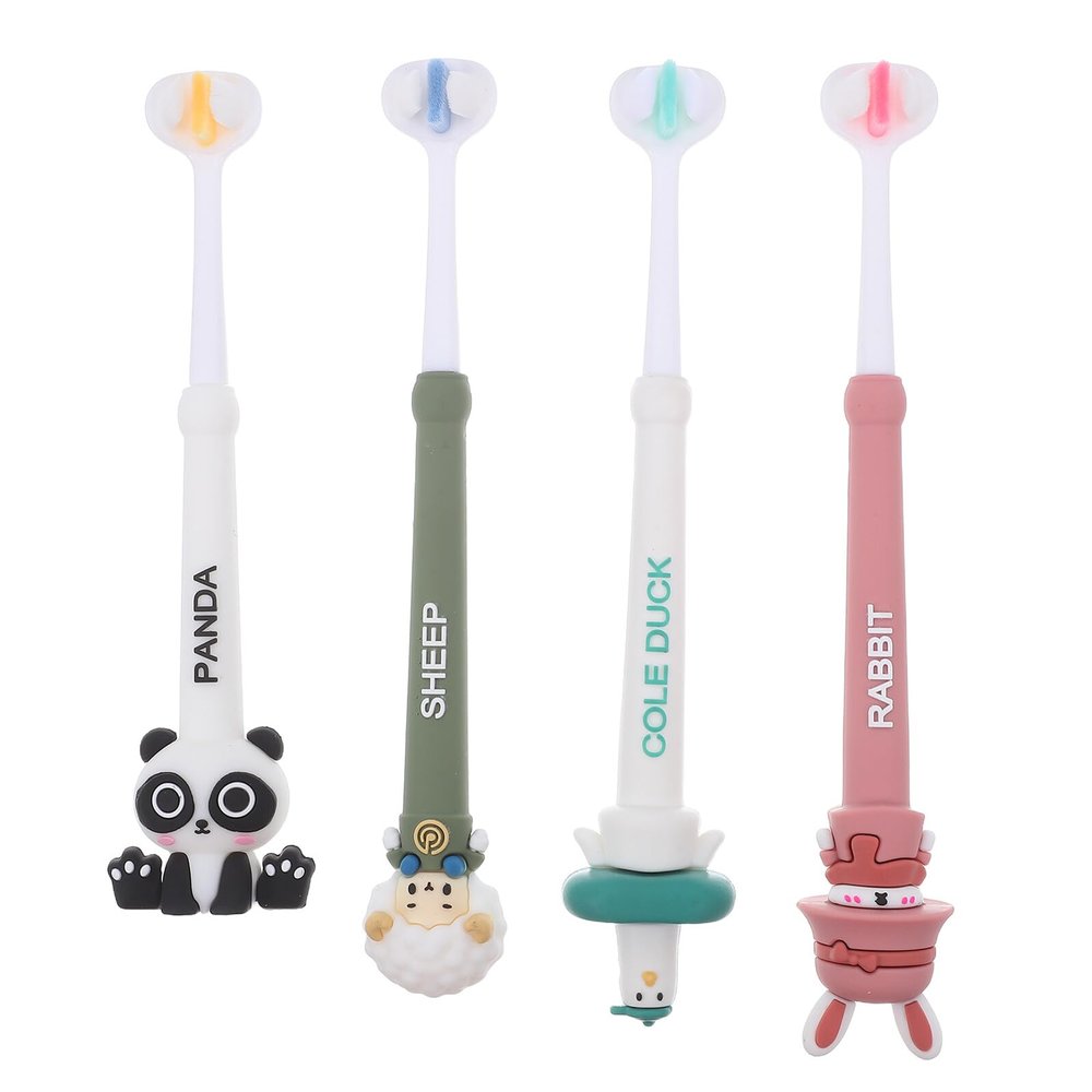 Abaodam Four-Sided Toothbrush 4pcs Soft Bristles Gentle Oral Care Toothbrush for Boys Age 3+ with Comfortable to Hold Handle and Extra Soft Bristle Set
