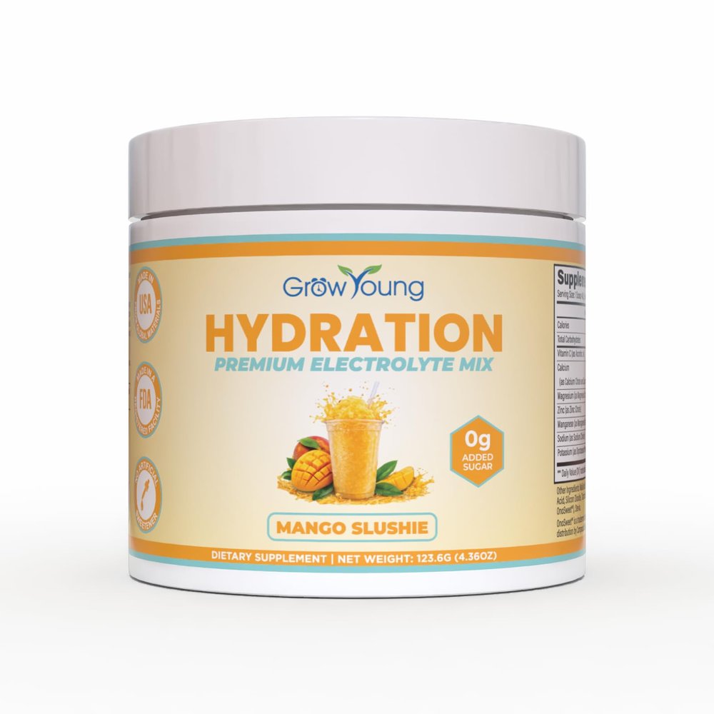 Grow Young Fitness Hydration Powder - Mango Slushie, Premium Electrolyte Mix for Proactive Hydration, Vitamins and Sugar Free (1 Pack, 30 Servings)