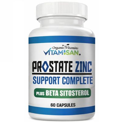 VITAMISAN Prosta Zinc Support Supplement for Men with Saw Palmetto, Beta Sitosterol, Pygeum, Pumpkin Seed, Zinc & Lycopene Daily Mens Wellness Formula 60 Capsules (3)