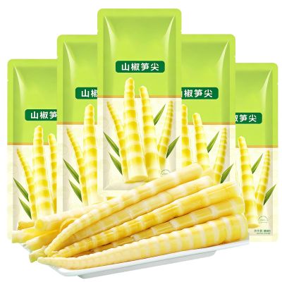2 Pack Fresh Pickled Bamboo Shoots,Mountain Pepper Crispy Tender Shredded Bamboo Shoots, Fresh Tender Bamboo Shoots1, Instant Snack Leisure Food, Chinese Pickled Vegetables (5*Bag/7oz) (Style-2)