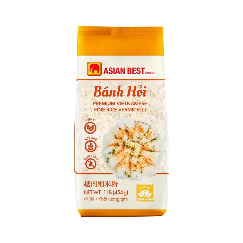 Asian Best Bnh Hi Premium Vietnamese Fine Rice Vermicelli, Gluten Free, Non GMO, Vegan, 1 lb
