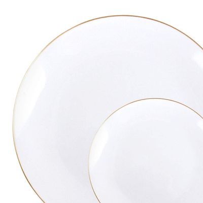 Organic White/Gold Rim Plates Combo (7.5"+10") Case of 128 (4 packs x 32)
