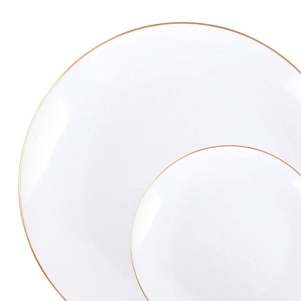 Organic White/Gold Rim Plates Combo (7.5"+10") Case of 128 (4 packs x 32)
