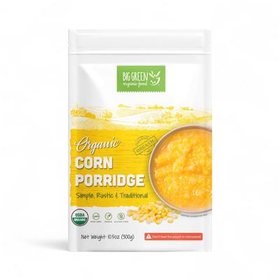 Big Green Organic Food - Organic Corn Porridge, Unsweetened, No Additives, Non-GMO, Gluten-Free, Vegan, Healthy Breakfast, Easy Instant Cornmeal Porridge (1 Pack)