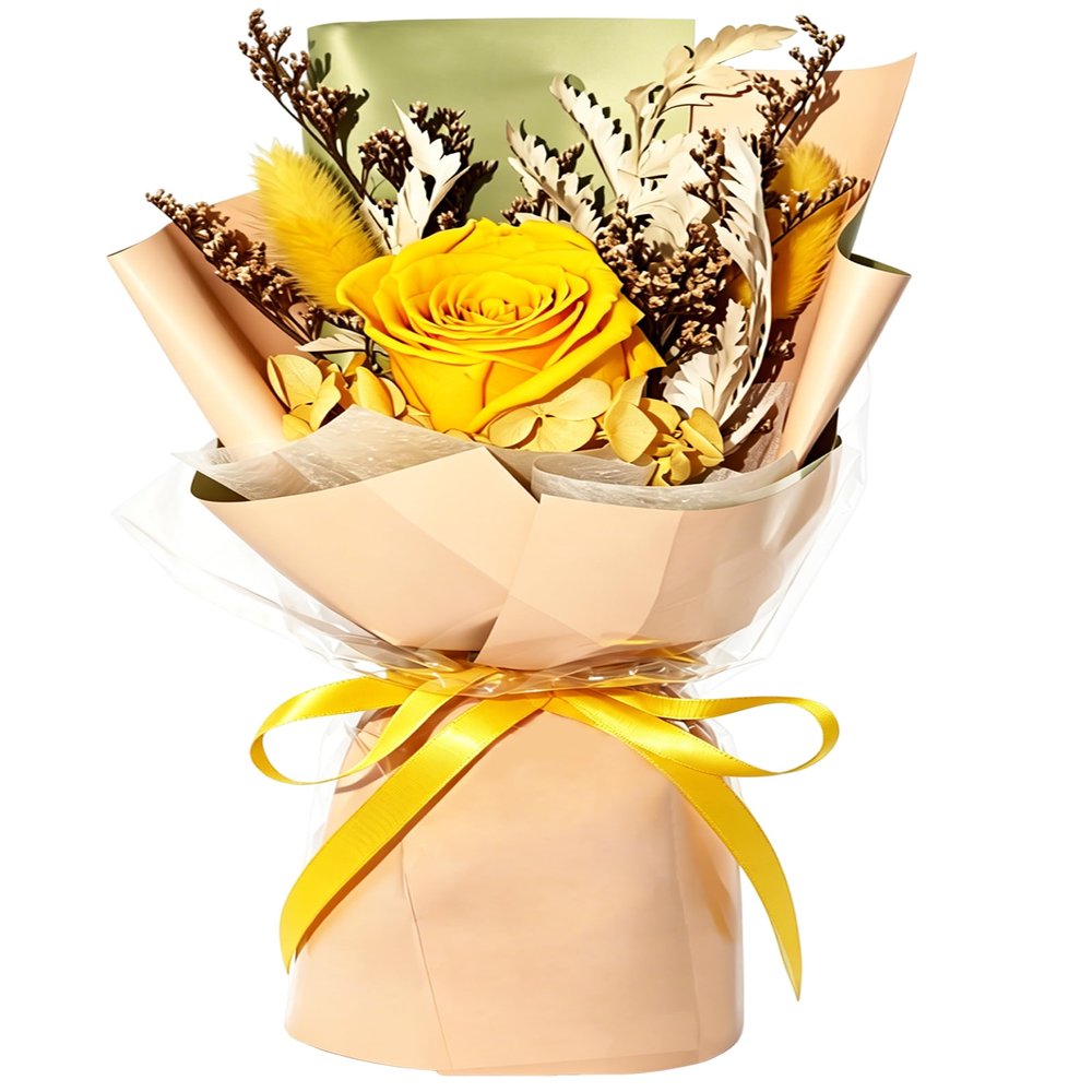 Preserved Flowers Bouquet,Flowers For Delivery,Yellow Rose Bouquets,Birthday Flowers Gifts For Women Mom Grandma Wife Friends,Real Roses Gift From Daughter ValentineS Day Mothers Day Anniversary