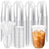 Ziliny 500 Sets Clear Plastic Cups with Lids and Straws, Disposable Iced Coffee Cups Drinking PET for Cold Drinks, Juice, Smoothie, Coffee Shops, Party, Christmas (16 oz,Clear) view 1