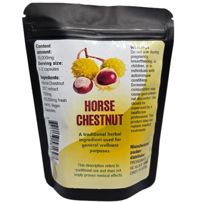 100 Natural Horse Chestnut Extract | 15,000mg | Capsules | Herbal Supplement | Non-GMO, Gluten Free