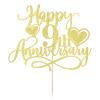 Dxsdgetue Gold Glitter Happy 9th Anniversary Cake Toppers view 3