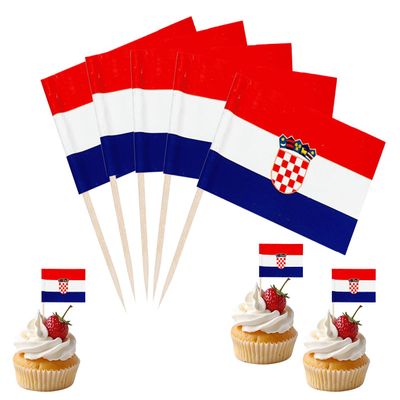 JBSJBS Croatia Flag Croatia Cupcake Topper Flags Banner Mini Small Croatian Toothpick Stick Flags Cake Party Festival Theme Decorations(100Pcs)