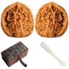 4.0-4.5cm Wenwan Walnut, Chinese Walnuts Set, Traditional Stress Relief Hand Fidget Tool for Office Workers and Adult, Lion Head Walnut Pair with Gift Box and Brush, Chinese New Year Gift Idea view 1