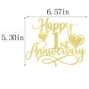 Dxsdgetue Gold Glitter Happy 1st Anniversary Cake Toppers - Wedding Anniversary Party, Company Anniversary Party, 1st Birthday Selected Decorations view 2