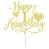 Dxsdgetue Gold Glitter Happy 1st Anniversary Cake Toppers - Wedding Anniversary Party, Company Anniversary Party, 1st Birthday Selected Decorations view 3