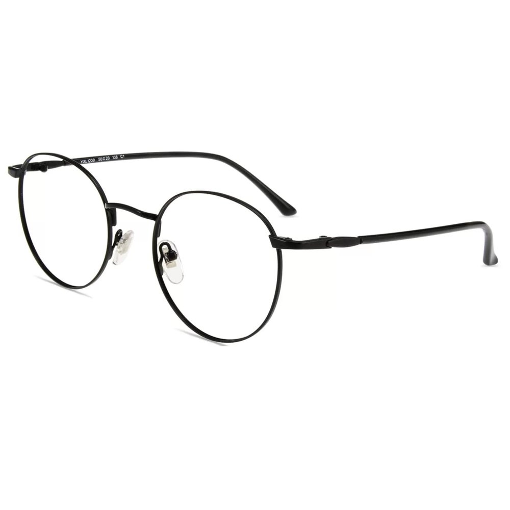 Firmoo Blue Light Blocking Glasses for Computer Reading Retro Metall Round Frame for Women Men(Black 0.5x)
