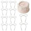 10 Pcs Pearl Bow Decoration for Bouquets, Beaded Pearl Bow Cake Decor, Pearls Bridal Shower Decoration for Wedding Birthday Wrapper Flower Bouquet Accessories