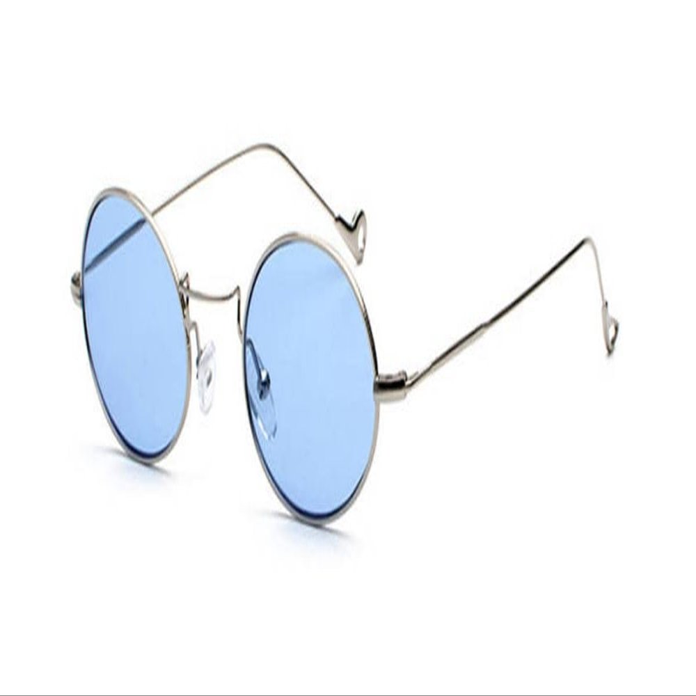 GVBSDvision Retro Sun Reader Oval Tinted Purple, Red, Yellow, Blue, Pink Reading Glass, Anti UV, Reader Glass (Silver Frame Blue Lens, 2.5, x)